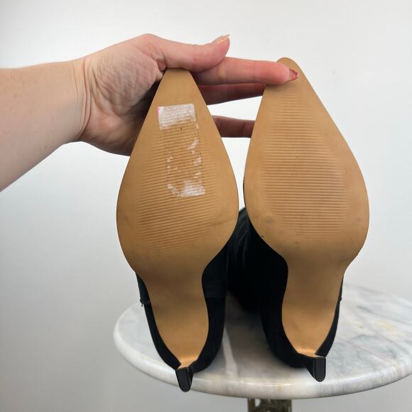 Steve Madden Leyna Black Suede Western Inspired Kitten Heel Tall Boots (Sz 6) - Picture 4 of 14